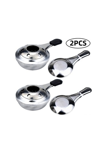 Fortunelane 2'li Set 16cm Mini Alkol Ocağı - Çelik Yapı, Isıtıcı Fonksiyonu, Ev/doğa Kullanıma Uygun, Fondue Ve Hotpot İçin Kırmı Gümüş