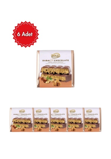 Bolçi Fındıklı Dubai Çikolatası 100 Gr 6'lı Avantaj Paketi Toplam 600 Gr