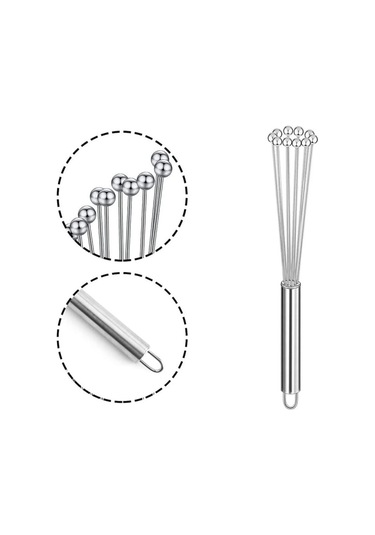 Çelik 10 Kalın Bilyalı Manuel Mikser Blender Yumurta El Çırpıcı Cin872 Gri