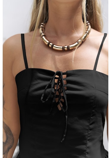 Narissa Askılı Midi Siyah Elbise siyah