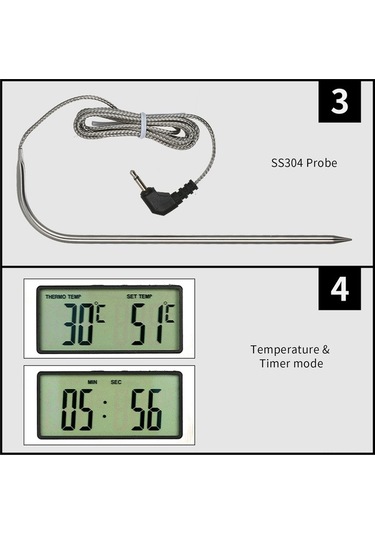 Besthome1 Gıda Isı Ölçer, 0-250 C, Zamanlayıcı, Alarm, Lcd, Bbq/mutfak, Renkli Çok Renkli