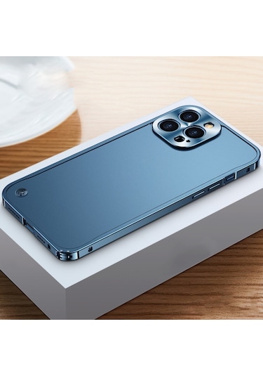 Apple Uyumlu  iPhone 12 Pro Max Metal Çerçeveli Buzlu Kılıf