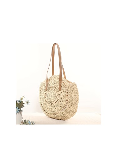 Yuvarlak Hasır Dokuma Kadın Çantası,