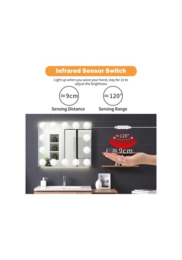 Vkemall 10 Adet Led Makyaj Aynası Işıkları Akıllı Sensör Kontrolü Tuvalet Aynası Işıklar