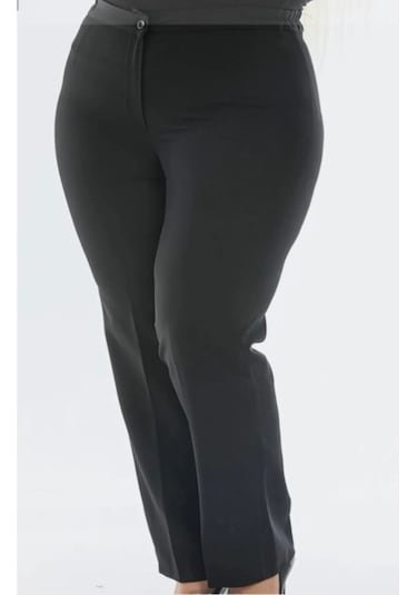 Ece Giyim Yanlardan Lastikli Büyük Beden Pantolon Plt98 Siyah