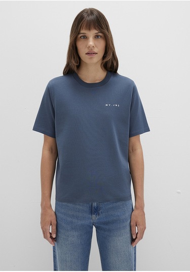 Mavi - Mv Baskılı Lacivert Tişört 1613148-70500 Lacivert