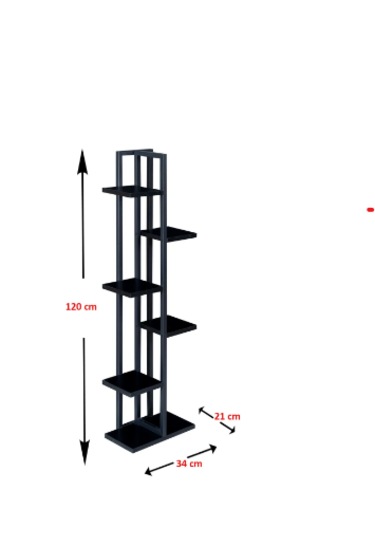Çiçeklik 6 Bölmeli Raf Metal Çerçeveli Sağlam Siyah