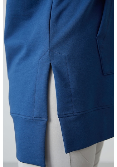 Tommy Life Parlament Balon Kol Yazı Nakışlı Kadın Oversize Tunik Sweatshirt - 97163 Parlament Mavisi