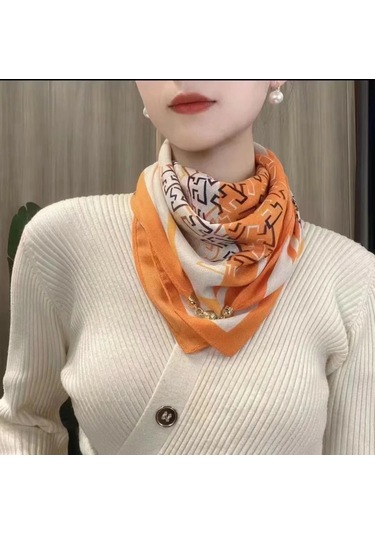 Prosperlink Lüks Manyetik Toka Çizgili İpek Eşarp - Kadın Bahar/sonbahar Moda Boyun Sarar Aksesuarone Sizekadın Haki