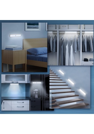 30 Led Hareket Sensörlü 20 Cm Dolap İçi Mutfak Koridor Merdiven Aydınlatma Işığı Led Işık Çok Renkli