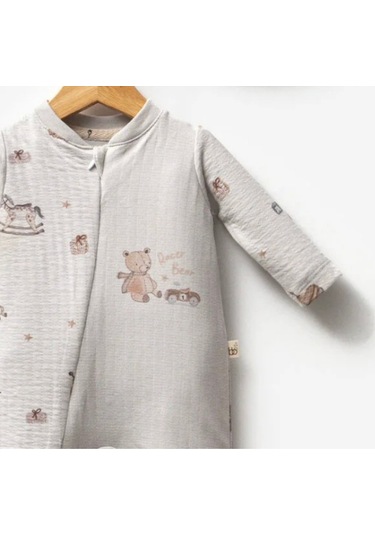 Bubbless Racer Bear Erkek Bebek Fermuarlı Tulum Gri