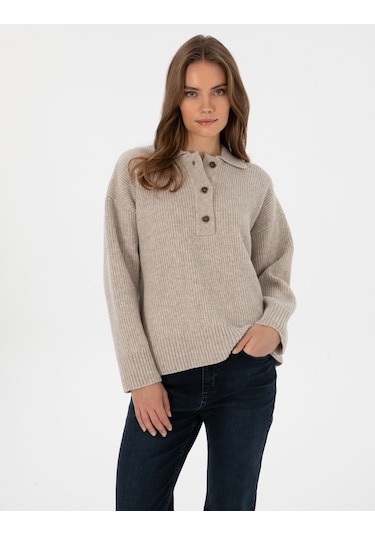 Pierre Cardin Kadın Bej Kazak /triko 50310992-vr011 Bej