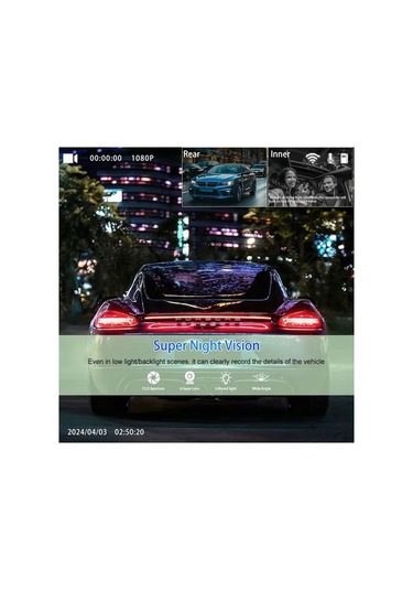 Createtech 3kanallı Çizgi Kamera 1080p Araba Kamera Wifi Video Kaydedici Ön X293-no Wifi-2cam