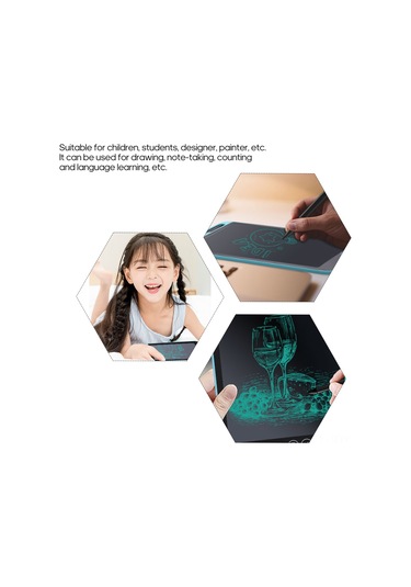 Youmex 12 İnç Siyah Akıllı Lcd Kalem Tahtası - Kilitleme Tuşu Ve Bölgesel Silme Özelliği İle Çocuklar İçin Çizim Ve Yazma Tablosu Siyah