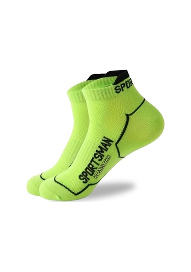6 Çift Nefes Alabilen Ter Emici Koşu Futbol Fitness Antrenman İçin Erkek Kısa Spor Çorap Neon Yeşil