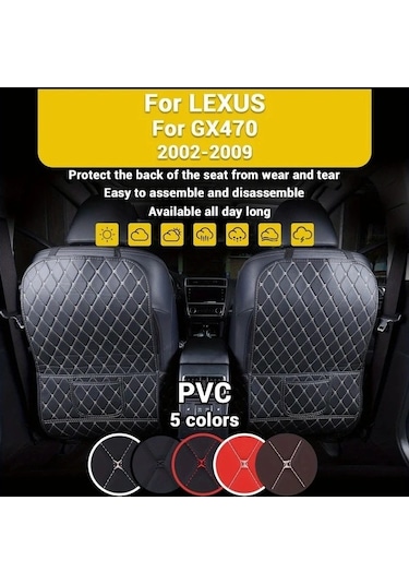 Pazly 1 Adet Kırmızı Araç Koltuğu Koruyucu Depoluklu Anti-kick Mat Lexus Gx470 2002-2009