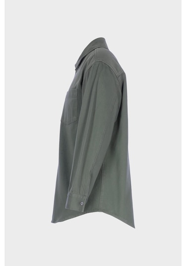 Gri Regular Fit Patı Düğmeli Jean Gömlek C 4553-106 Gri