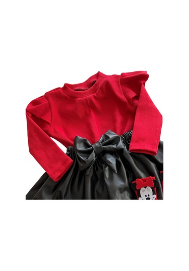 Deri Etek, Badi Ve Diz Altı Çorap Takım Kırmızı