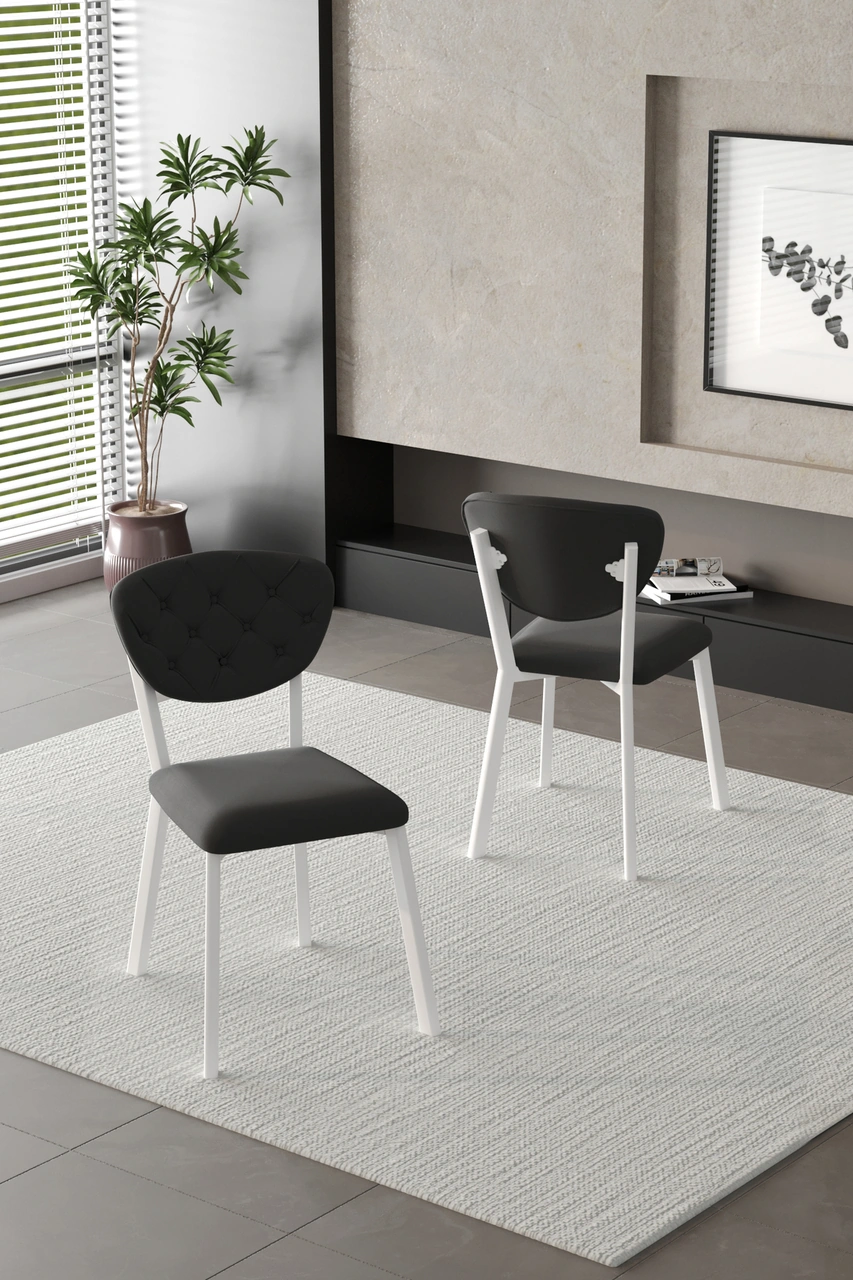 Mutfak Masası Takımı Elma Serisi Benchli Beyaz Antrasit