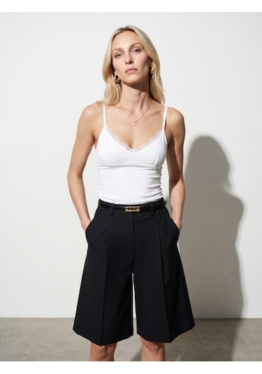 Dilvin 21191 Dantelli Top-beyaz