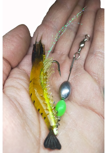 Karides Shrimp Silikon Balık Yemi Fosforlu Kancalı Modifiyeli 7.5 Cm 12 Gr