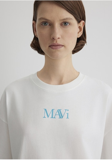 Mavi - Mavi Logo Baskılı Beyaz Tişört 1611593-70057 Beyaz