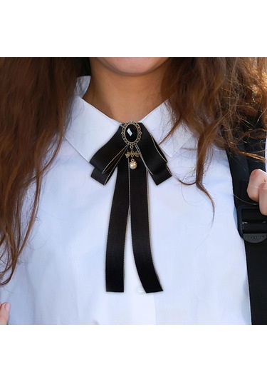 Homyl Şerit Papyon Broş Boyun Kravat Kokteyller Parti Mezuniyet Siyah