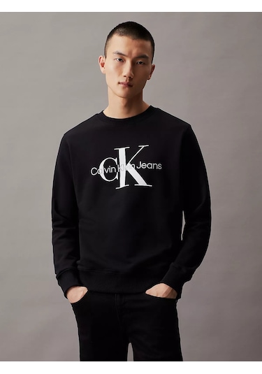 Calvin Klein Erkek Core Monologo Crewneck Sweatshirt-siyah Black