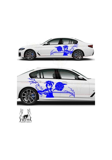 120X50cm-Samuray Kız Yan Kapı Oto Sticker, Samurai Girl