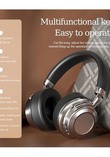 Metal Kulak Üstü Kablosuz Bluetooth Kulaklık Hybrid Anc Type-c Hızlı Şarj Bluetooth 6.0