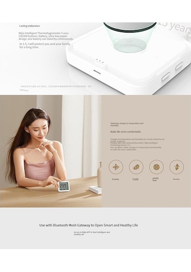 Xıaomı Mijia Bluetooth Termometre 3 Akıllı Elektrikli Dijital Higrometre Sıcaklık Ve Nem