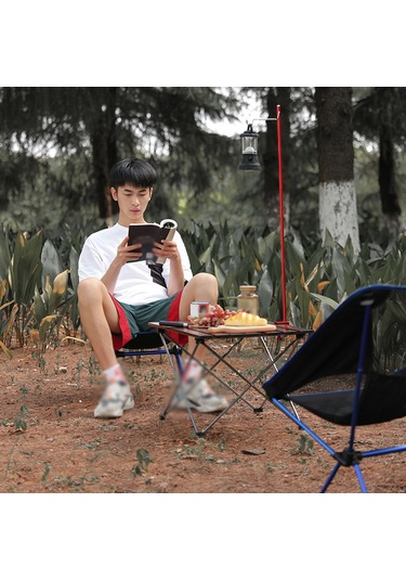 Jeehugo Alüminyum Çıkarılabilir Fener Tutucu, Üç Bölümden Katlanabilir, Masa Kenarı Ve Toprakta Sabitlenir, Kırmızı Renk Çift Kanca + Toprak Çivi Kırmızı