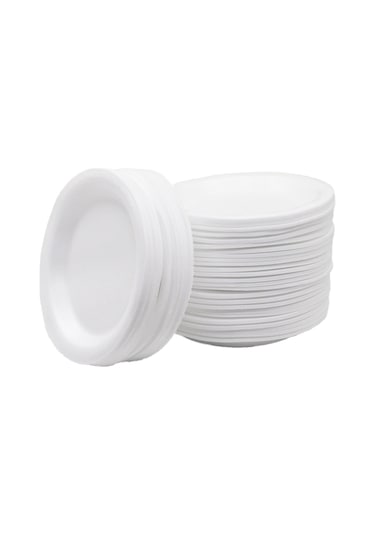 Köpük Tabak Yuvarlak Küçük Boy 100 Adet Çap:17cm Beyaz