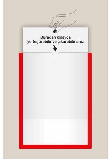 10 Adet A4 Kırmızı Belge Sertifika Çerçevesi Kendinden Yapışkanlı Kolay Değiştirilebilir Föylük