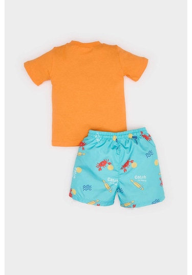 DeFacto Erkek Bebek 2'li Takım Yengeç Baskılı Kısa Kollu Tişört Esnek Belli Deniz Şortu E3521A525SMOG313 Turuncu DeFacto Erkek Bebek 2'li Takım Yengeç Baskılı Kısa Kollu Tişört Esnek Belli Deniz Şortu E3521A525SMOG313 Turuncu