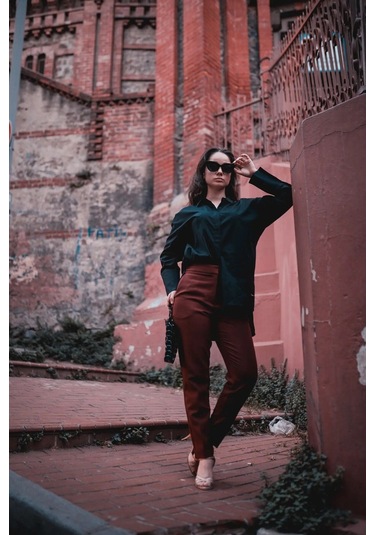 Kadın Geniş Manşetli Uzun Kol Gömlek Frn1112 Siyah