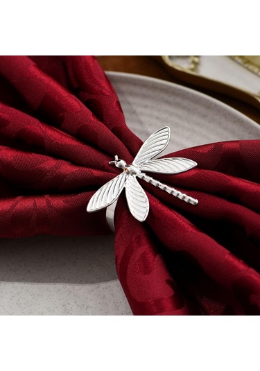 Homyl 10 Adet Yusufçuk Peçeteli Yüzükler Peçete Tutucuları Gümüş