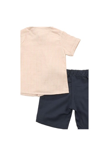 Papyonlu Çizgili Gömlekli Takım Bipamuk 001