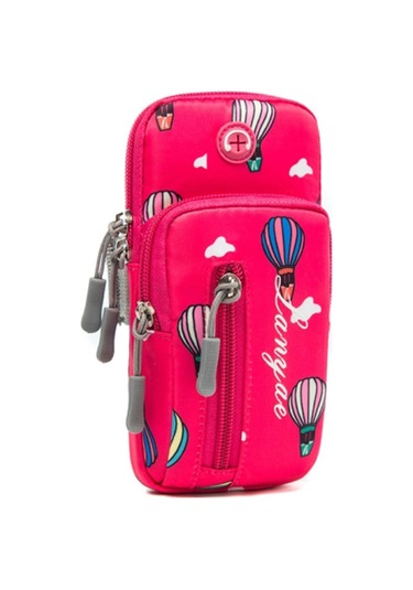 18 X 9 Cm Sıcak Hava Balonu Desenli Elastik Kol Bandı Koşu Için Cep Telefonu Kesesi Boyut: L - Gül