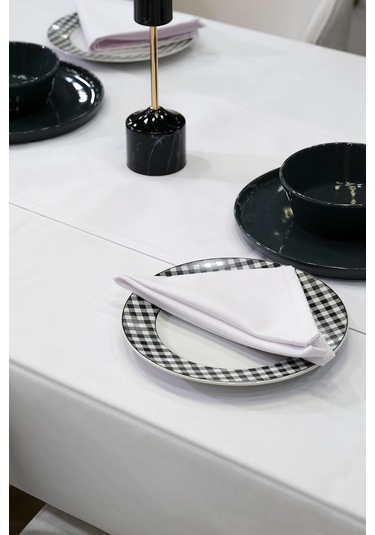 Dream 8 Parça Masa Örtüsü Seti Çeyiz Seti Salon Masa Örtüsü, Runner, 6'lı Peçete Beyaz