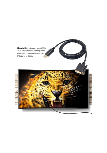 Springsun 1.8m Siyah Dp'den Vga'ye Dönüştürücü Kablosu - 1080p Hd Video Aktarımı, Plug & Play, Güvenli Bağlantı