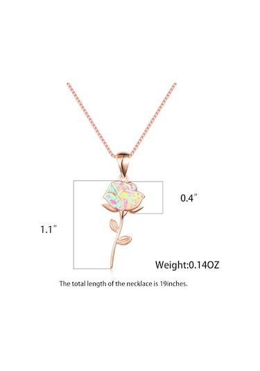 Beyaz Opal Çiçek Yaprak Kolye Gümüş