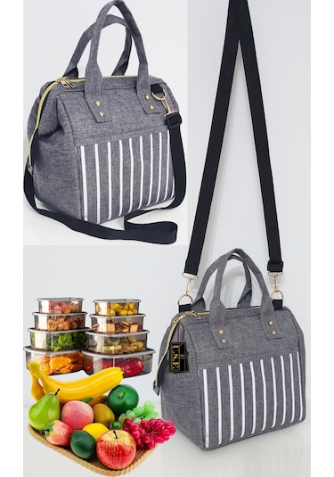 Anne Bebek Askılı Taşıma Çantası Isı Yalıtımlı Termal Yemek, Mama, Beslenme, Gıda Çantası Gri