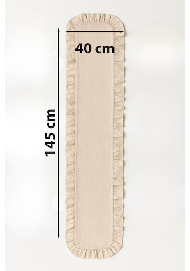 Fırfırlı Runner Ve Supla Takımı - Masa Örtüsü Takımı 7 Parça 145x40 Bej