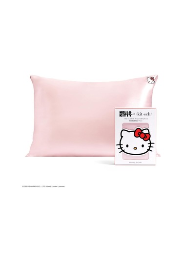 Hello Kitty X Fermuarlı Saten Yastık Kılıfı, 66 X 48 Cm Pembe
