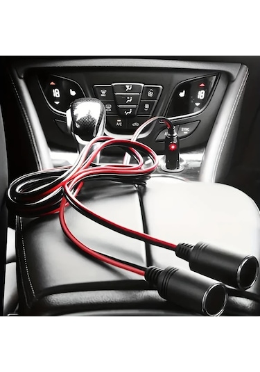 Dashanshop 1 Adet 15a Sigortalı 16awg Uzatma Kablolu 10ft Çift Çıkışlı Araç Çakmaklık Adaptörü 12v 24v Gps Dash Cam