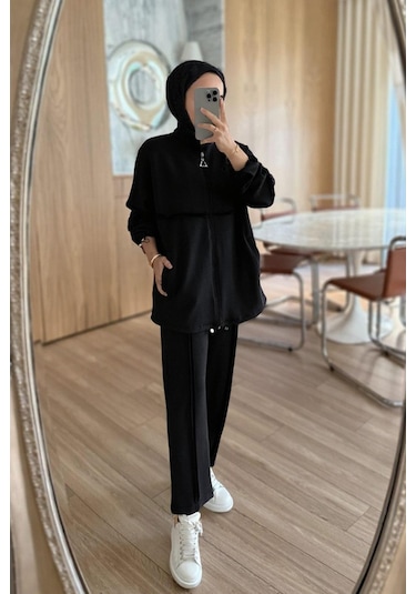 Dikiş Detaylı İkili Modal Takım - Siyah Siyah