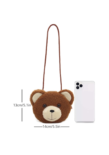 Peluş Trendy Çocuk Ayı Kedi Crossbody Çanta - Kırmızı