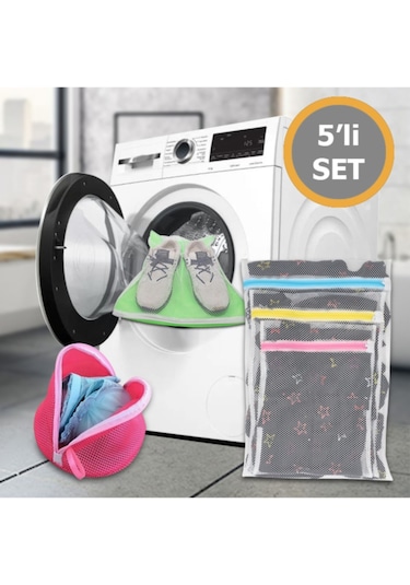 Çamaşır Ayakkabı İç Çamaşırı Yıkama Filesi 5'Lİ Beyaz