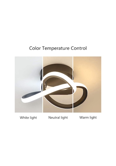 Ruicoo 3 Renk Aydınlatmalı Led Tavan Lambası - Yatak Odası, Salon, Koridor İçin Siyah